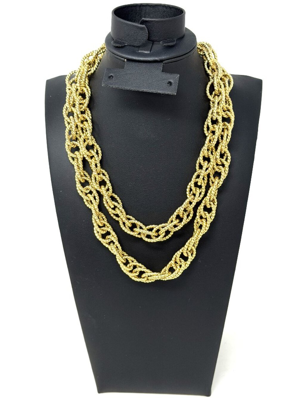 Vintage Unmarked Gold-Tone Filigree / Openwork 34” Chain Necklace – Ornate Rope